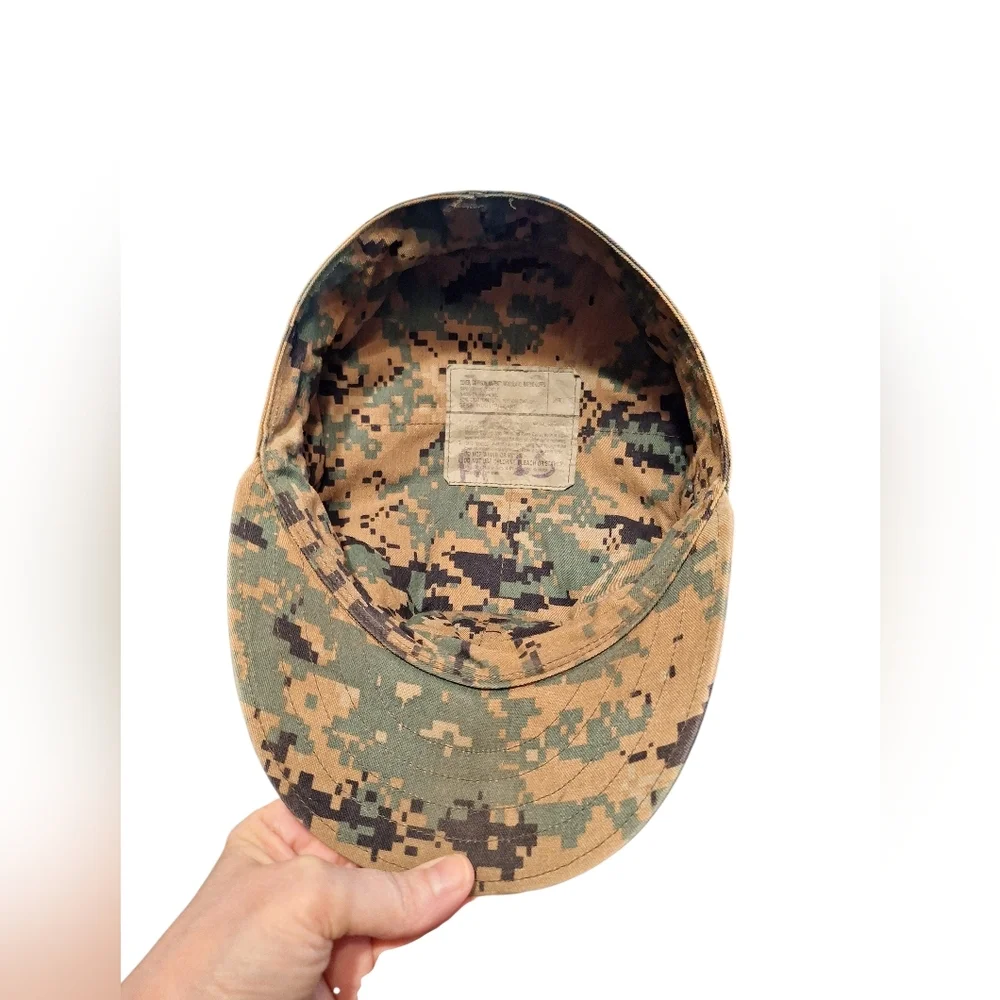 Cotton Nylon Twill Blend US Marine Hat Cap Small Used Militaria Camo Woodland